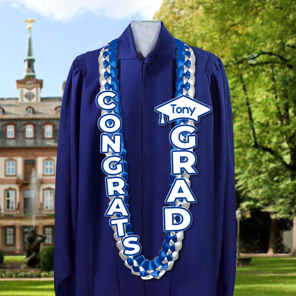 Custom Stole and Ribbon Lei And Acrylic Graduation Cap 2025 - Graduation Lei & Sash Combo