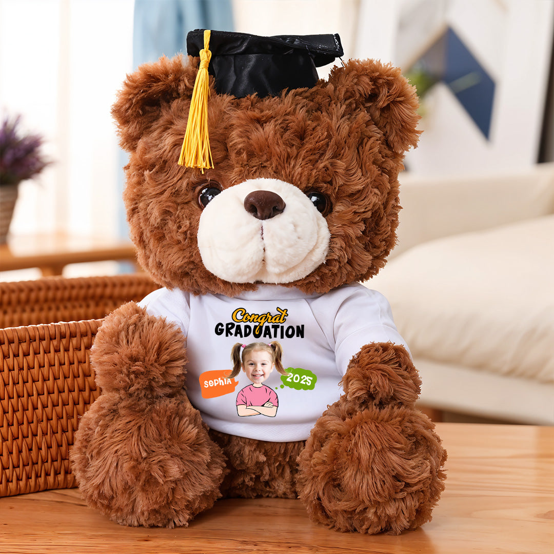 Kindergarten Class Of 2025 Graduate Bear With Cap - Teddy Bear With Personalized Shirt