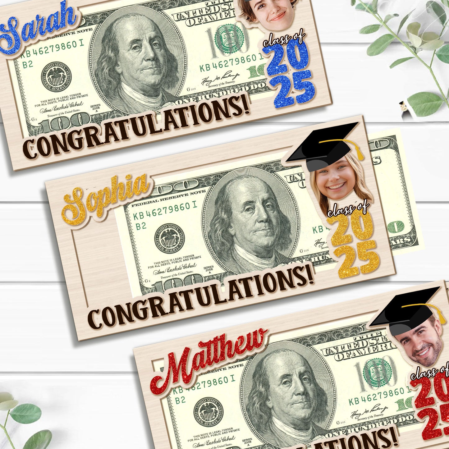 Class of 2025 Money Gift Holder - Personalized Graduation Money Holder - Graduation Card Box Cash Holder