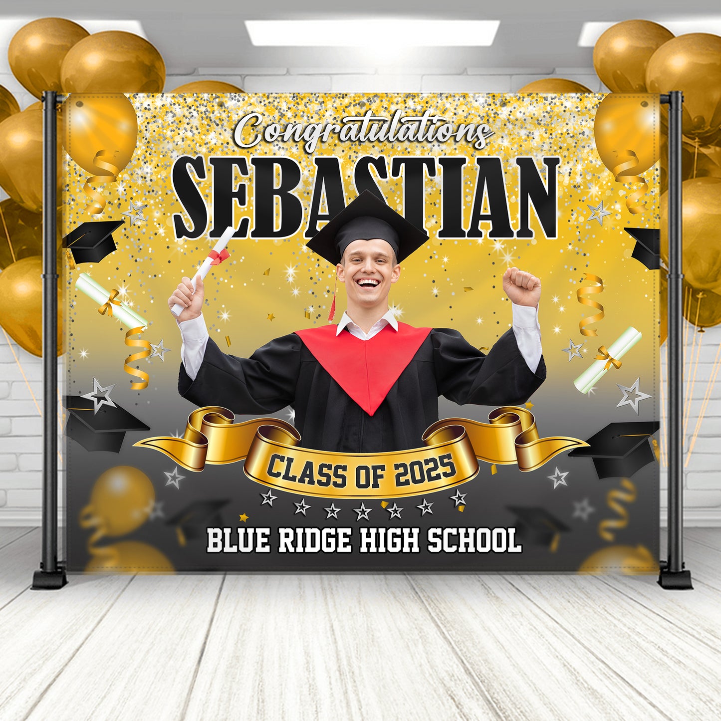 Congratulations Graduation Backdrop - Custom Class of 2025 Graduation Party Backdrop - Personalized Backdrop Graduation Party