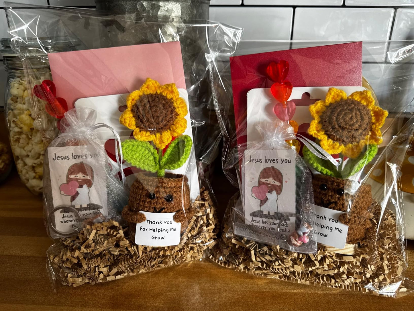 You are Truly Marverous - Appreciation Graduation Gifts Handmade Positive Sunflower Doll Crochet Plant with Card (Non-custom Quote)