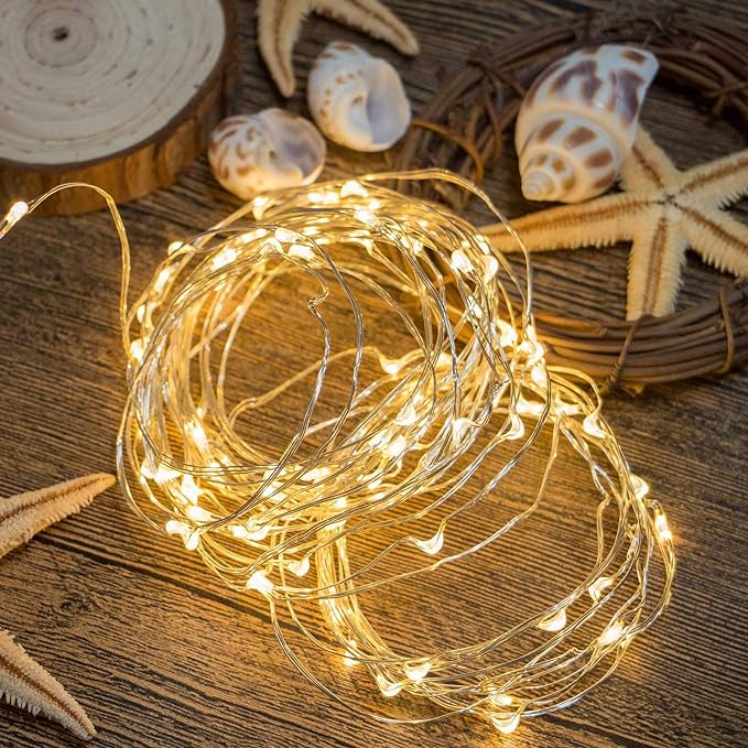 Mini Fairy Lights, Led Waterproof String Twinkle Lights for Decoration(Warm White, Battery not included)