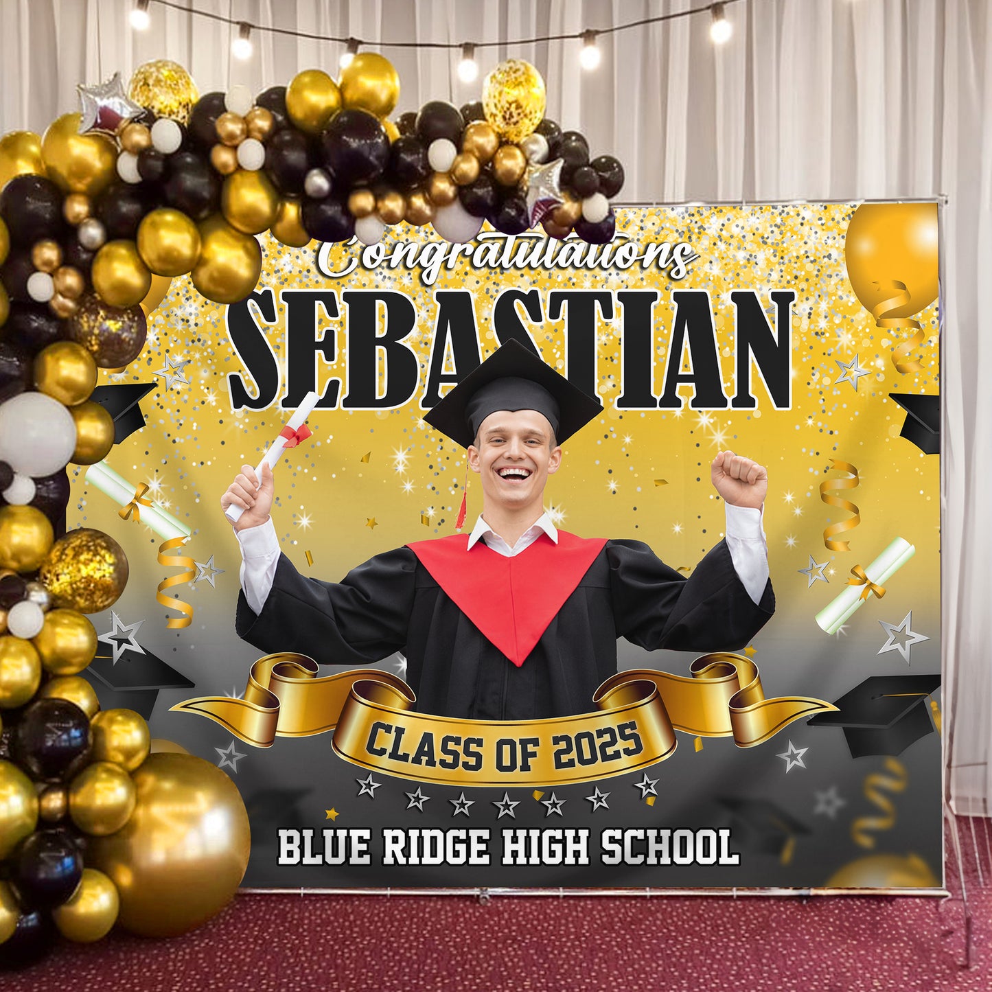 Congratulations Graduation Backdrop - Custom Class of 2025 Graduation Party Backdrop - Personalized Backdrop Graduation Party