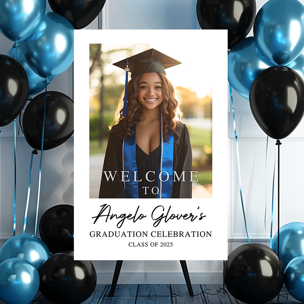 Custom Class Of 2025 - Graduation Party Welcome Sign - Custom Photo Grad Party Sign - Personalized Graduation Decoration - Graduation Sign