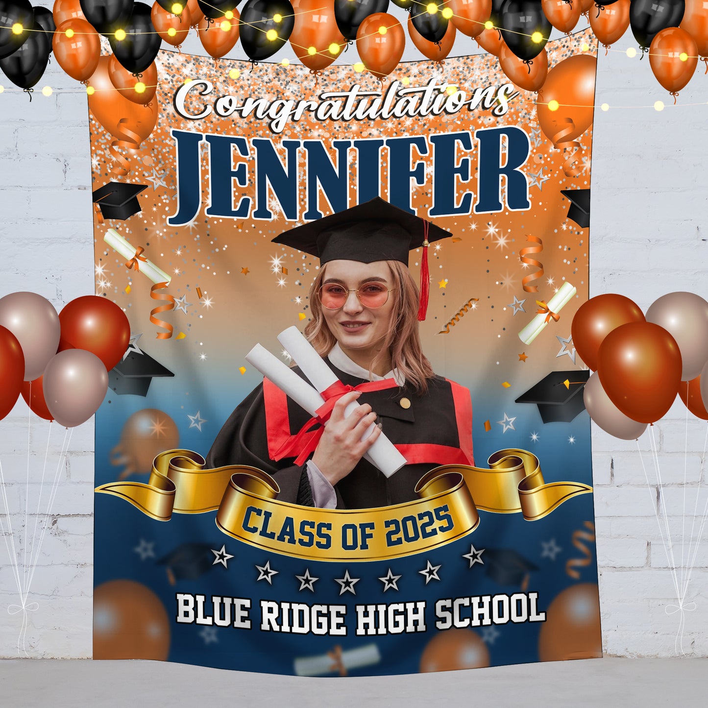 Congratulations Graduation Backdrop - Custom Class of 2025 Graduation Party Backdrop - Personalized Backdrop Graduation Party