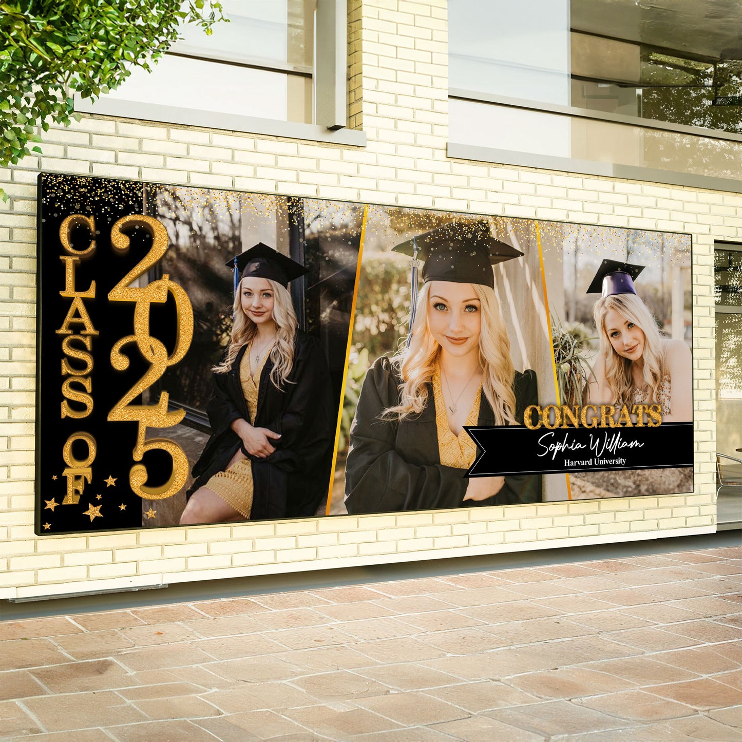 Gradcustom GIitter Styles 2025 Congratulations Class Of 2025 - Graduation Garage Door Decoration