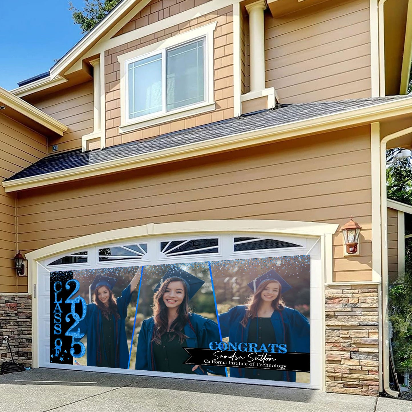 Gradcustom GIitter Styles 2025 Congratulations Class Of 2025 - Graduation Garage Door Decoration