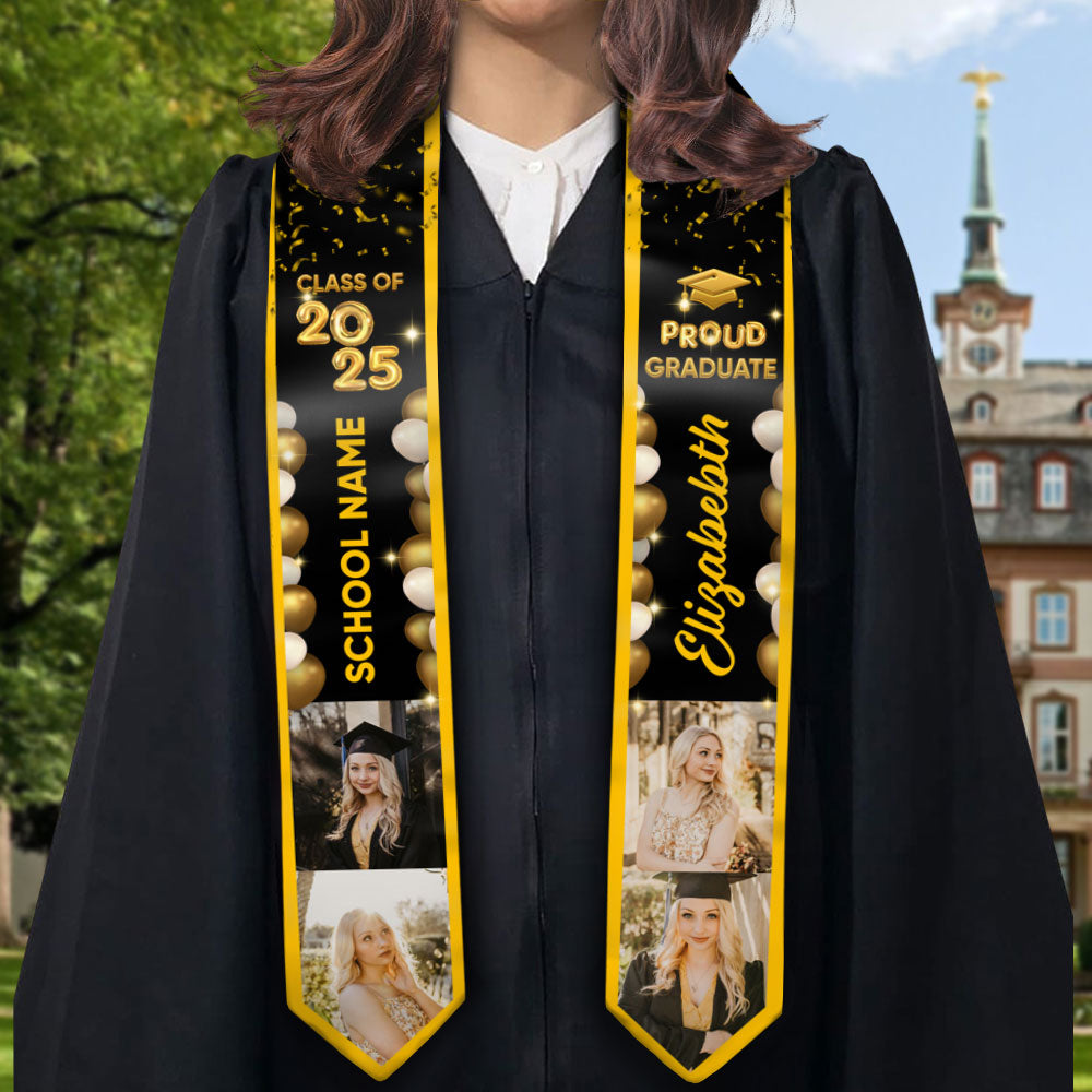 Bubble Color Class of 2025 Custom Graduation Stoles with Photo - Graduation Gift