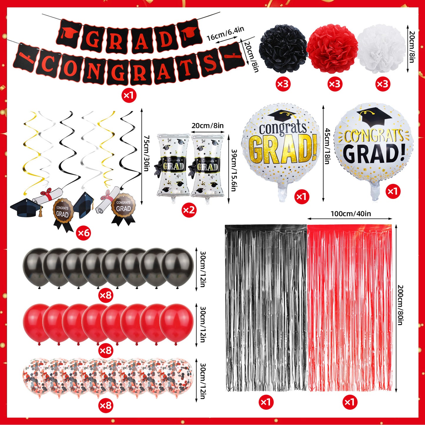 Set 110 Balloons Happy Graduation Balloons Set - Congrats Grad Balloons for Party Surprise