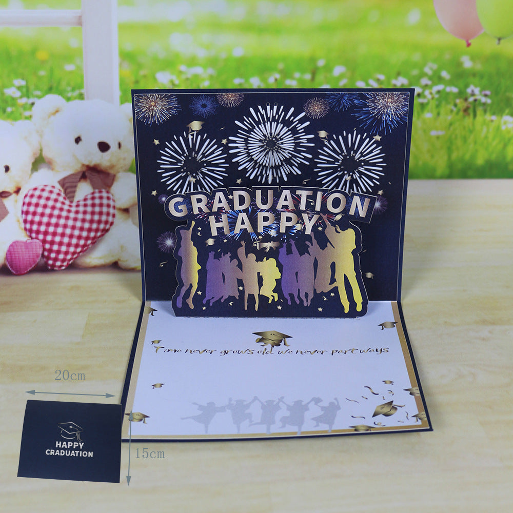 Non-custom Graduation 3D Pop Up Fireworks Greeting Card (No Light)