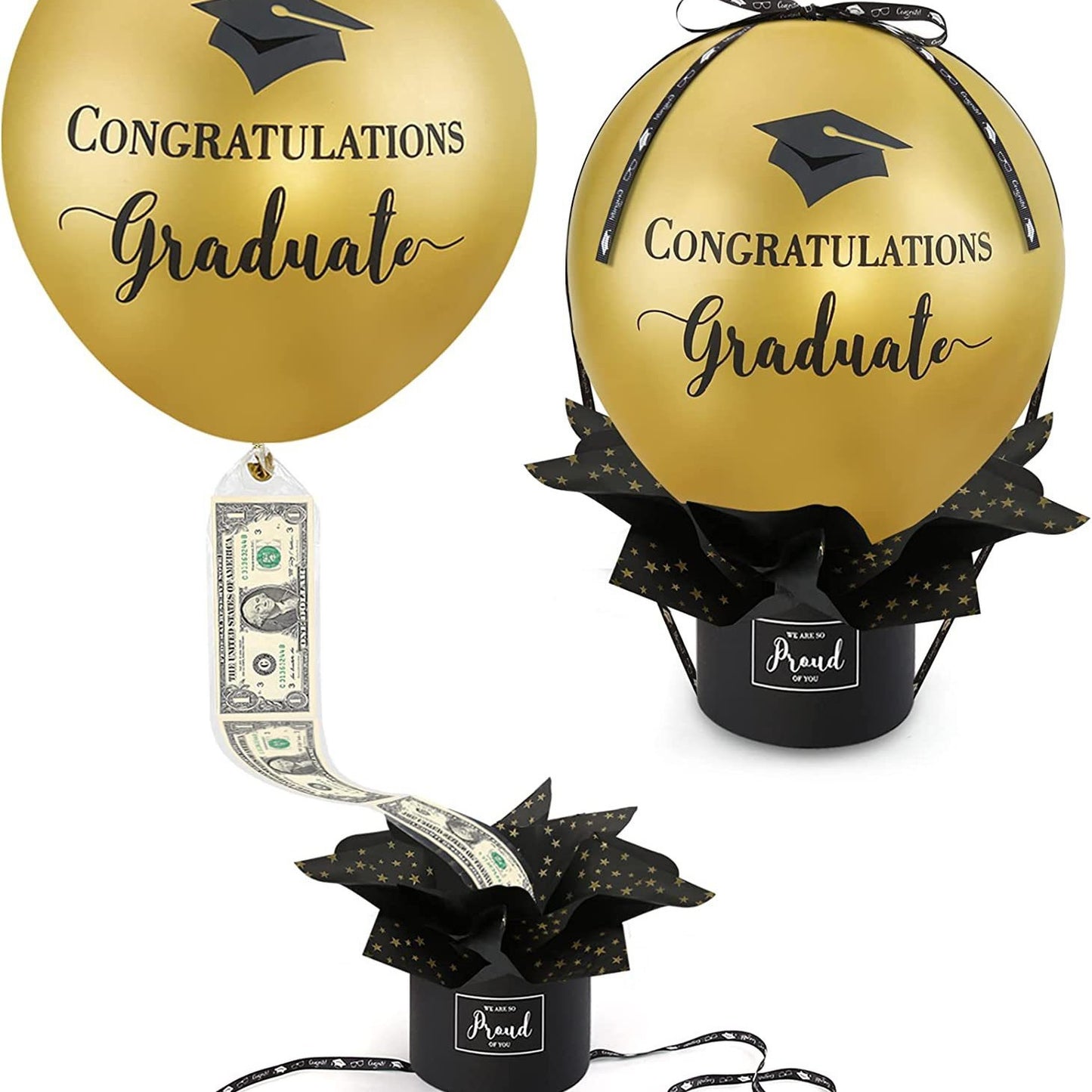 Happy Graduation Balloons, 2025 Congrats Grad Balloons for Party Surprise, Pull Money Balloon Box for Cash