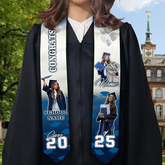 Congrats Graduation - Custom Graduation Stoles with Photo - Graduation Gift