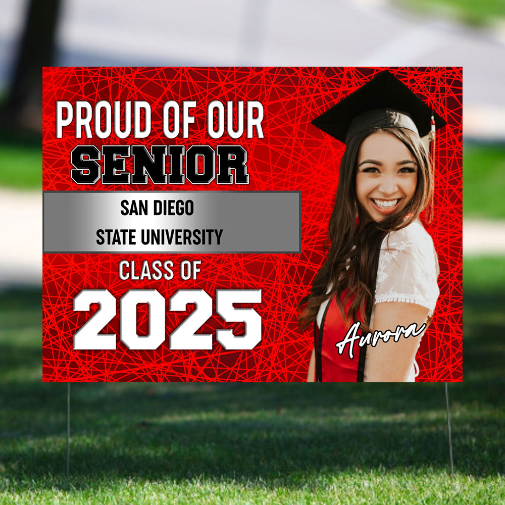 Proud Of Senior Personalized Congrats Grad Graduation Lawn Sign With Stake, Graduation Yard Sign -Personalized Custom Lawn Sign