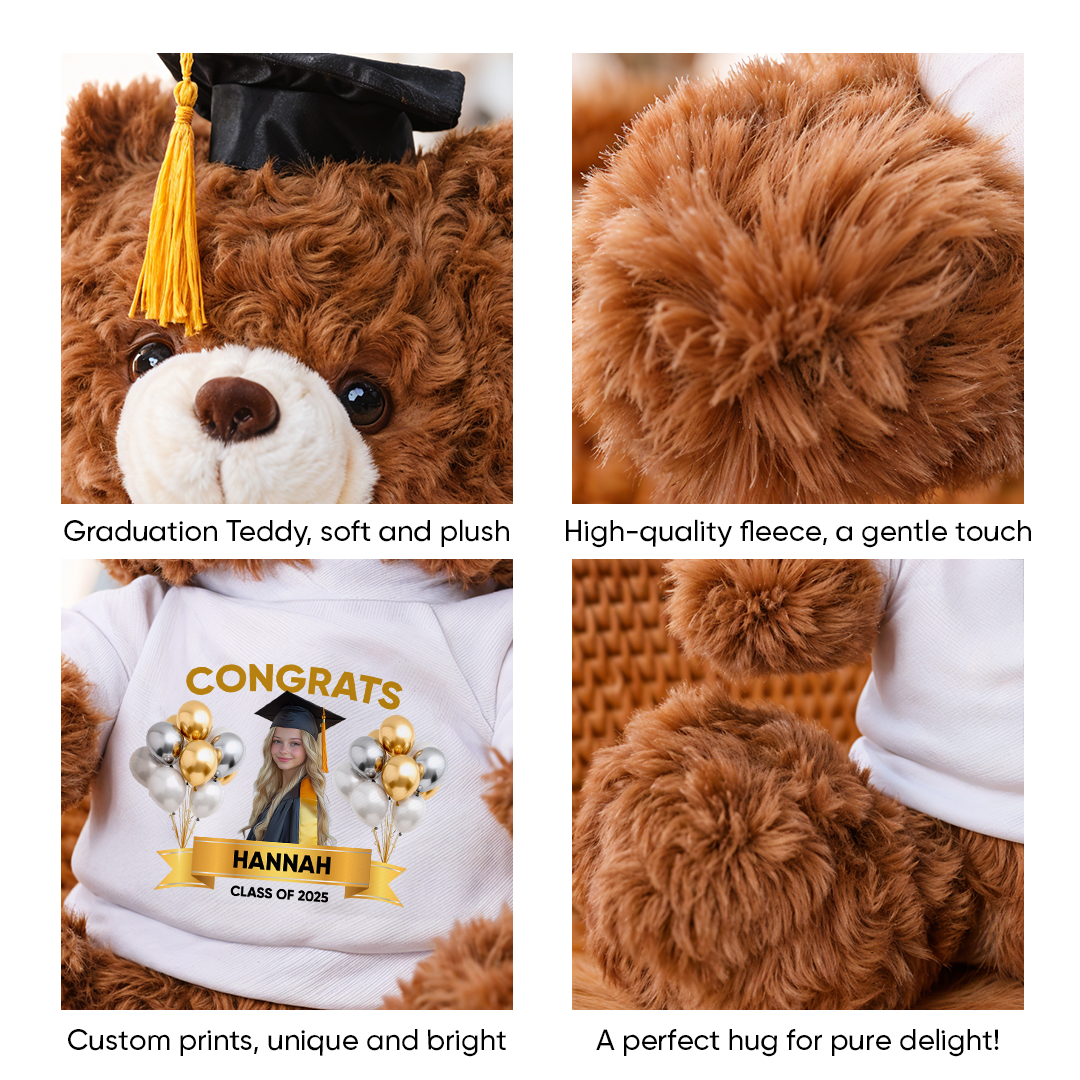 Class Of 2025 Congrats Graduate Bear With Cap - Teddy Bear With Shirt and Keychain