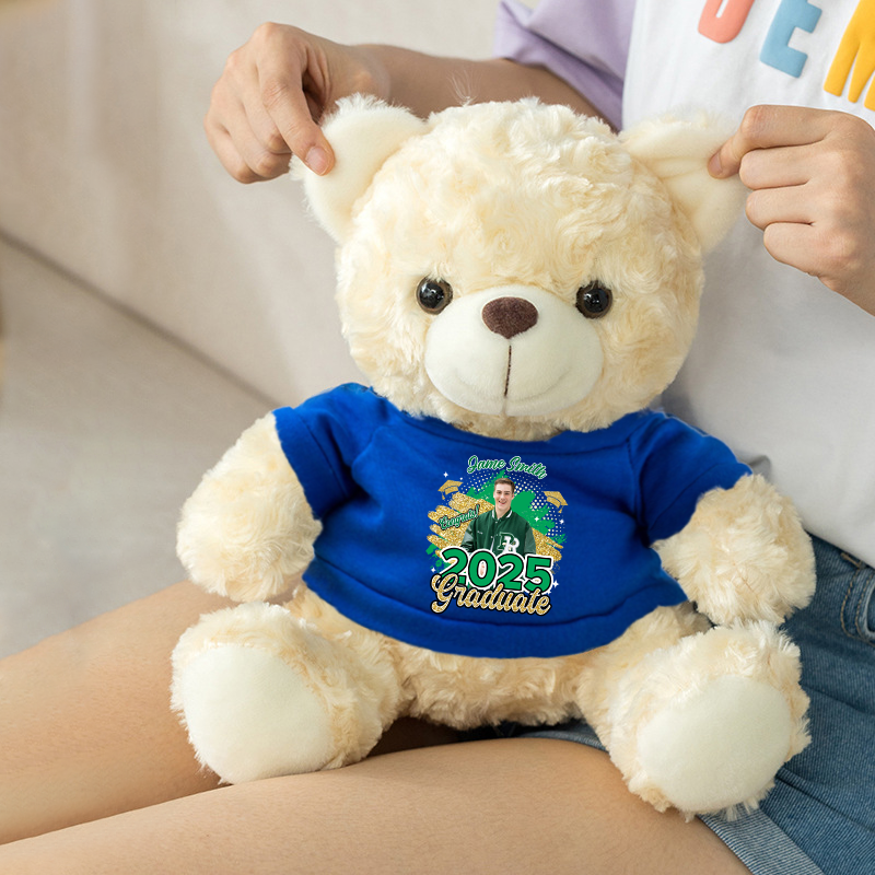 Glitter Class Of 2025 Congrats Graduate - Kindergarten Teddy Bear With Personalized Shirt