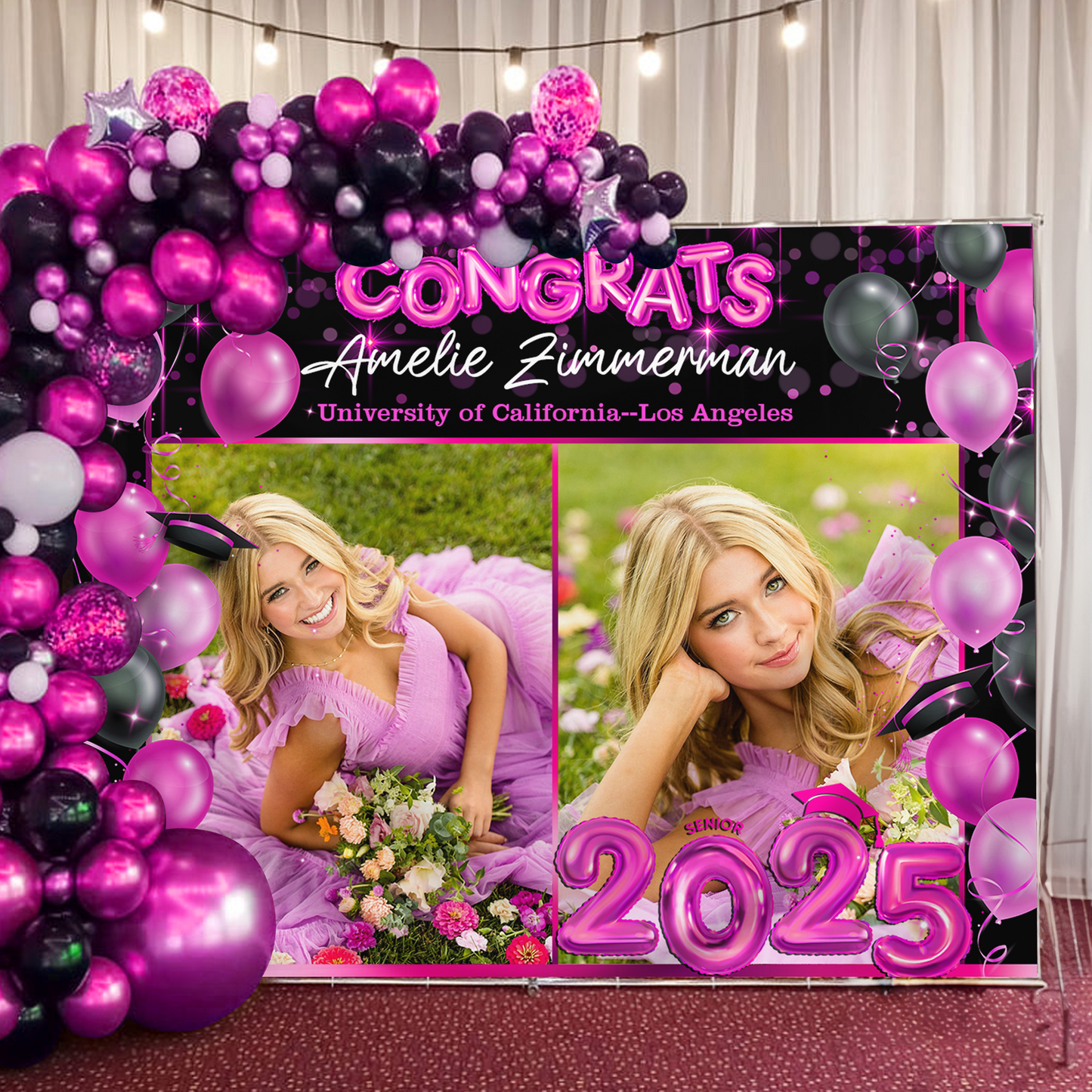 Ballons Graduation Backdrop - Custom Class of 2025 Graduation Party Backdrop - Personalized Backdrop Graduation Party