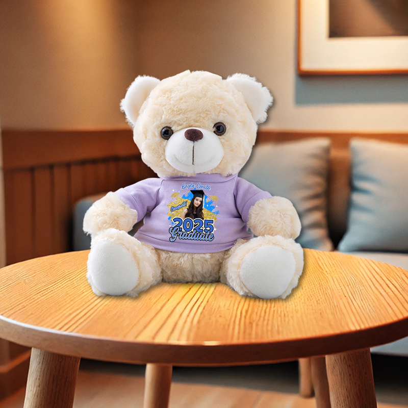Glitter Class Of 2025 Congrats Graduate - Kindergarten Teddy Bear With Personalized Shirt