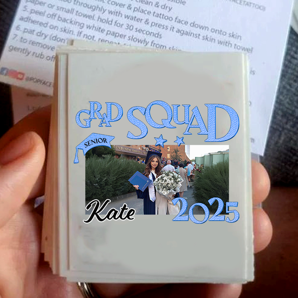 Grad Squad Personalized Congrats Class Of 2025 Stars Tattoos - Graduation Party