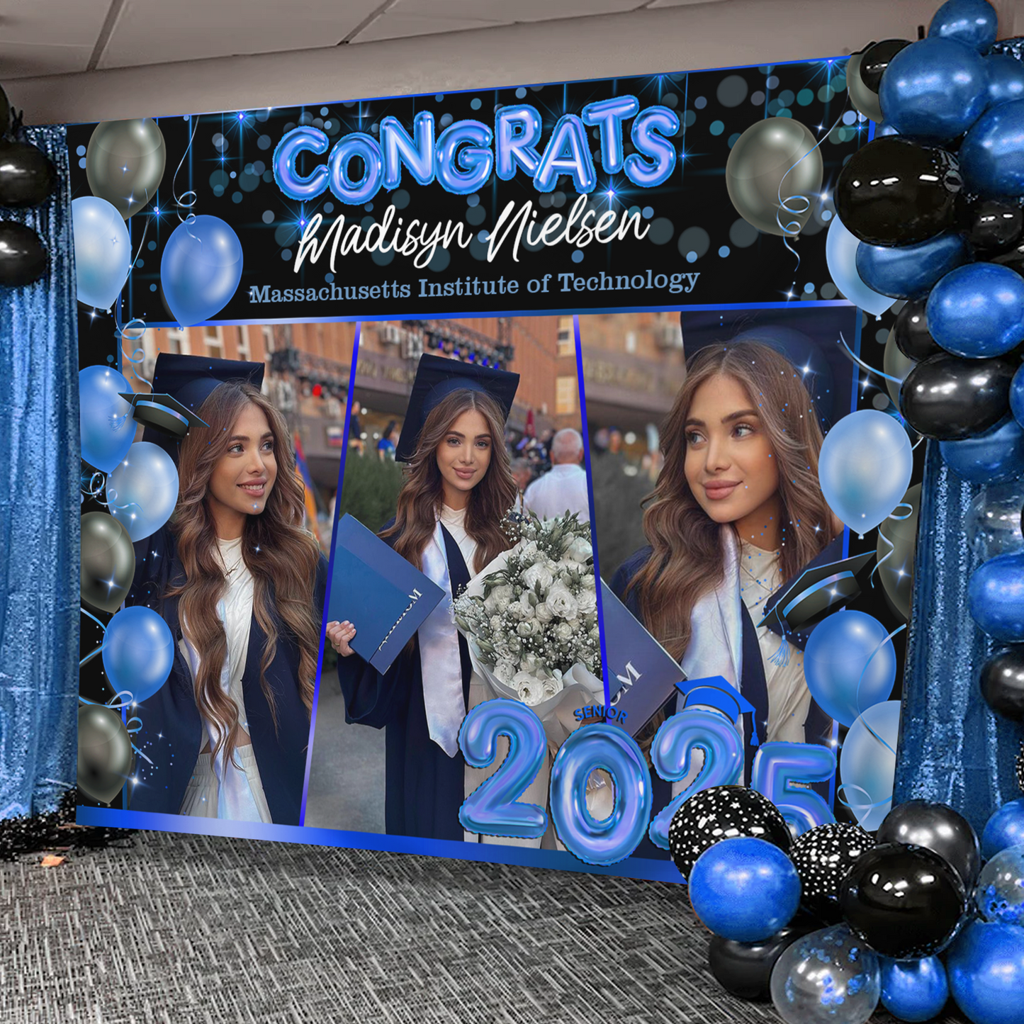 Ballons Graduation Backdrop - Custom Class of 2025 Graduation Party Backdrop - Personalized Backdrop Graduation Party