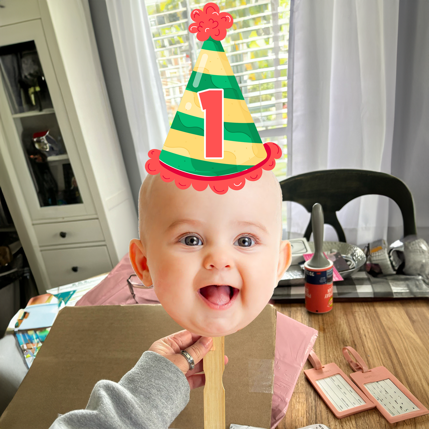 Personalized Birthday Face Fans With Wooden Handle - Fans Faces on a Hold Birthday - Personalized Custom Face Fan