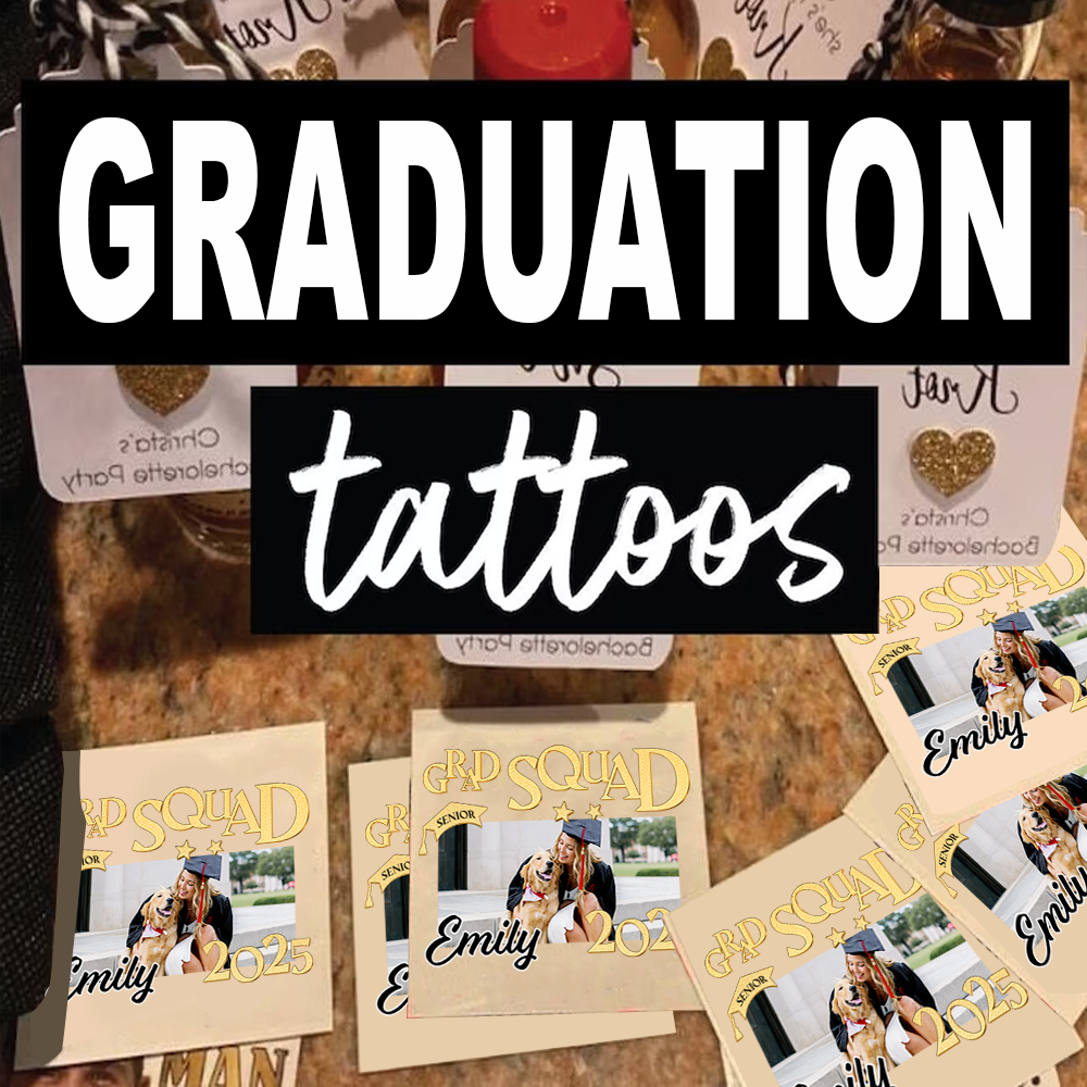 Grad Squad Personalized Congrats Class Of 2025 Stars Tattoos - Graduation Party