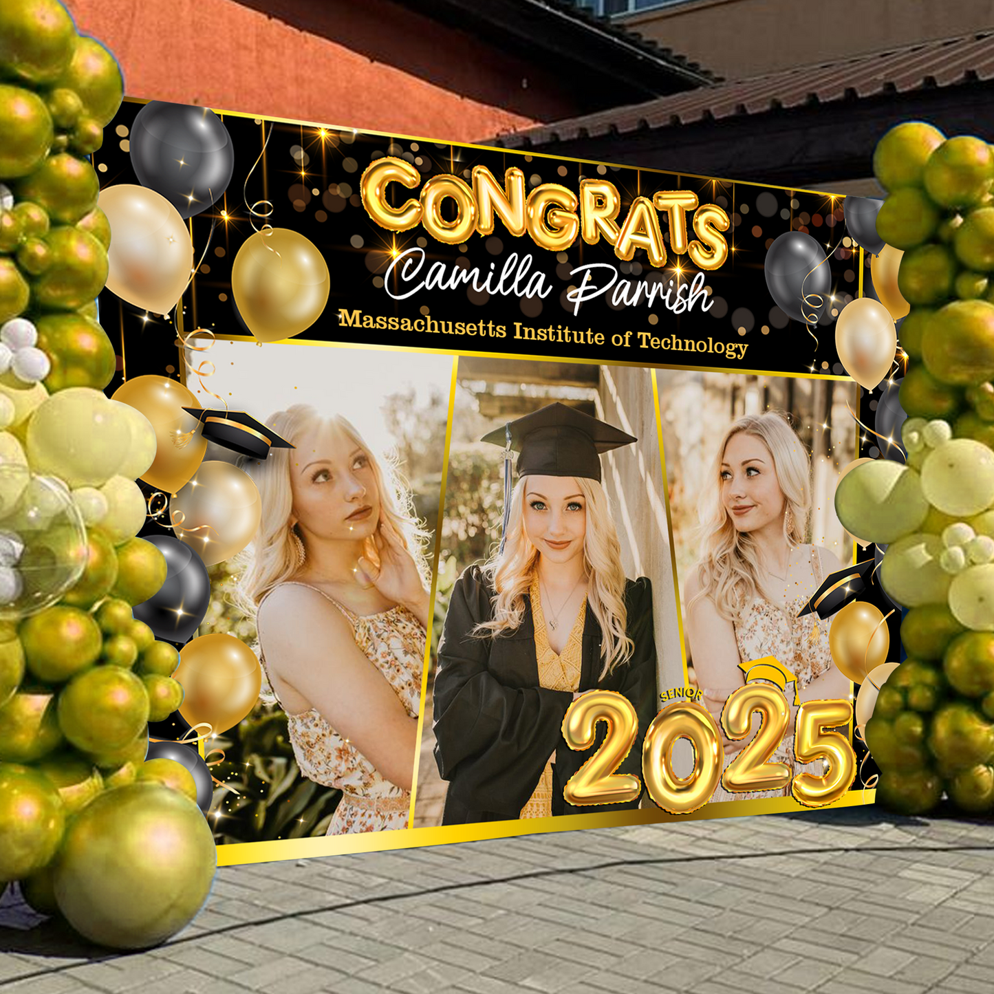 Ballons Graduation Backdrop - Custom Class of 2025 Graduation Party Backdrop - Personalized Backdrop Graduation Party