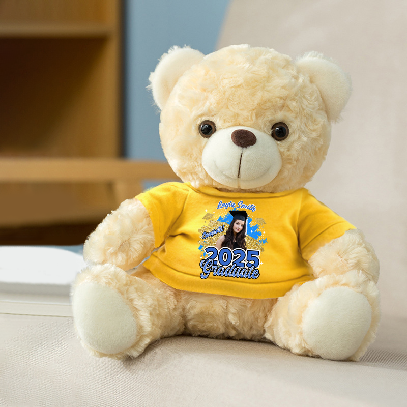 Glitter Class Of 2025 Congrats Graduate - Kindergarten Teddy Bear With Personalized Shirt