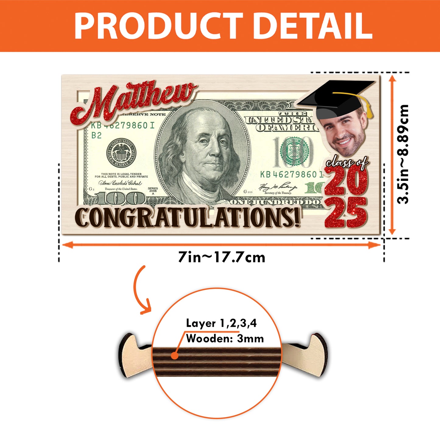 Class of 2025 Money Gift Holder - Personalized Graduation Money Holder - Graduation Card Box Cash Holder