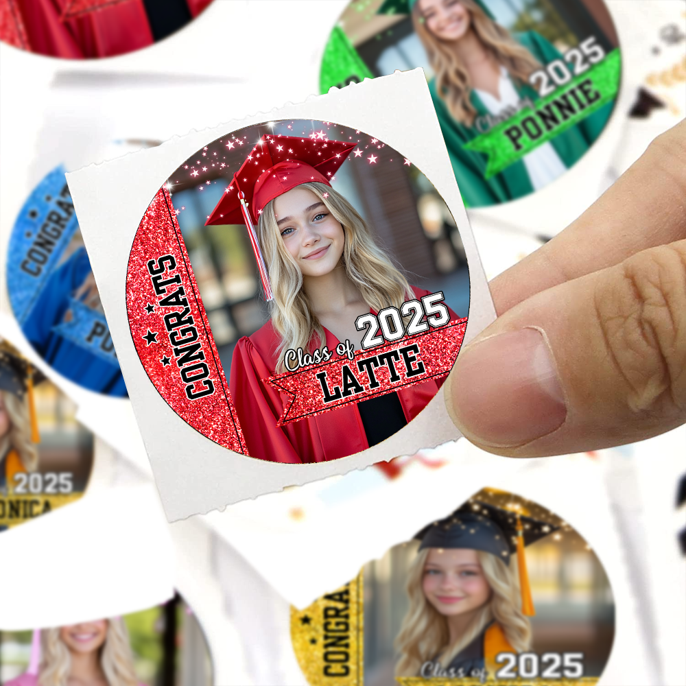 Glitter Congrats Graduation Gift Ideas Class Of 2025 - Perforated Stickers - Graduation Decorations