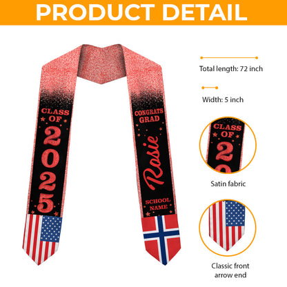 Country Flag Class Graduation Stoles with Photo, Special Graduation Gift, Graduation Sash Class of 2025 with Photos Picture