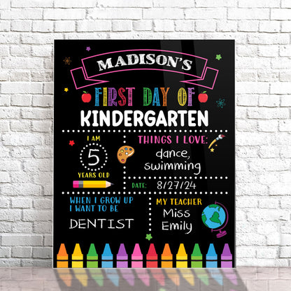 Custom First Day of School Sign Reusable - Back to School Chalkboard Sign - Milestone Chalkboard - 1st Day of School Sign