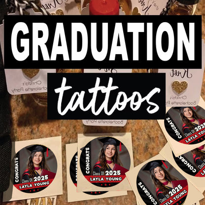 Personalized Congrats Class Of 2025 Stars Tattoos - Graduation Party