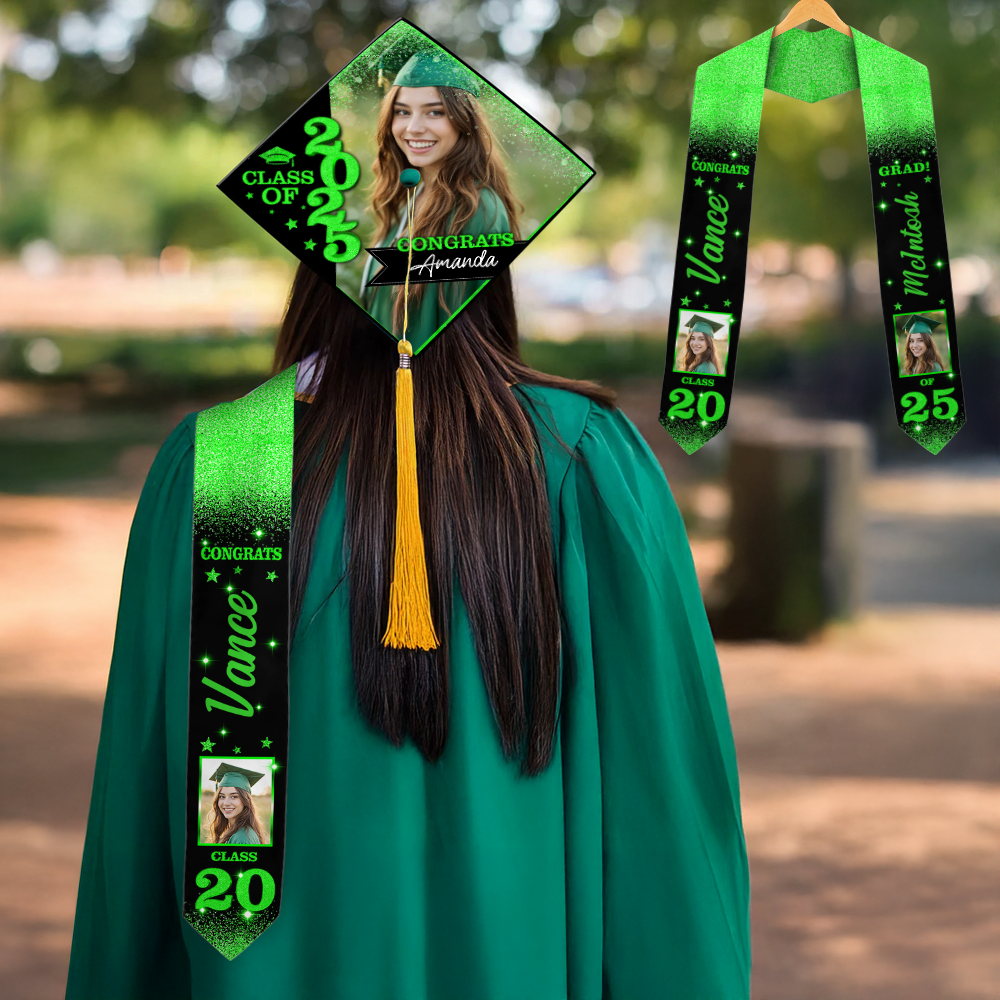 Graduation Cap Topper and Stole Class Of 2025 -  Personalized Cap and Stoles