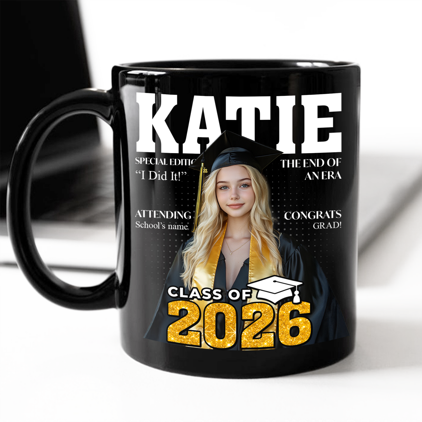 Congratulations Class Of 2026 Magazine Black Mug - Graduation Gift - Personalized Custom Mug
