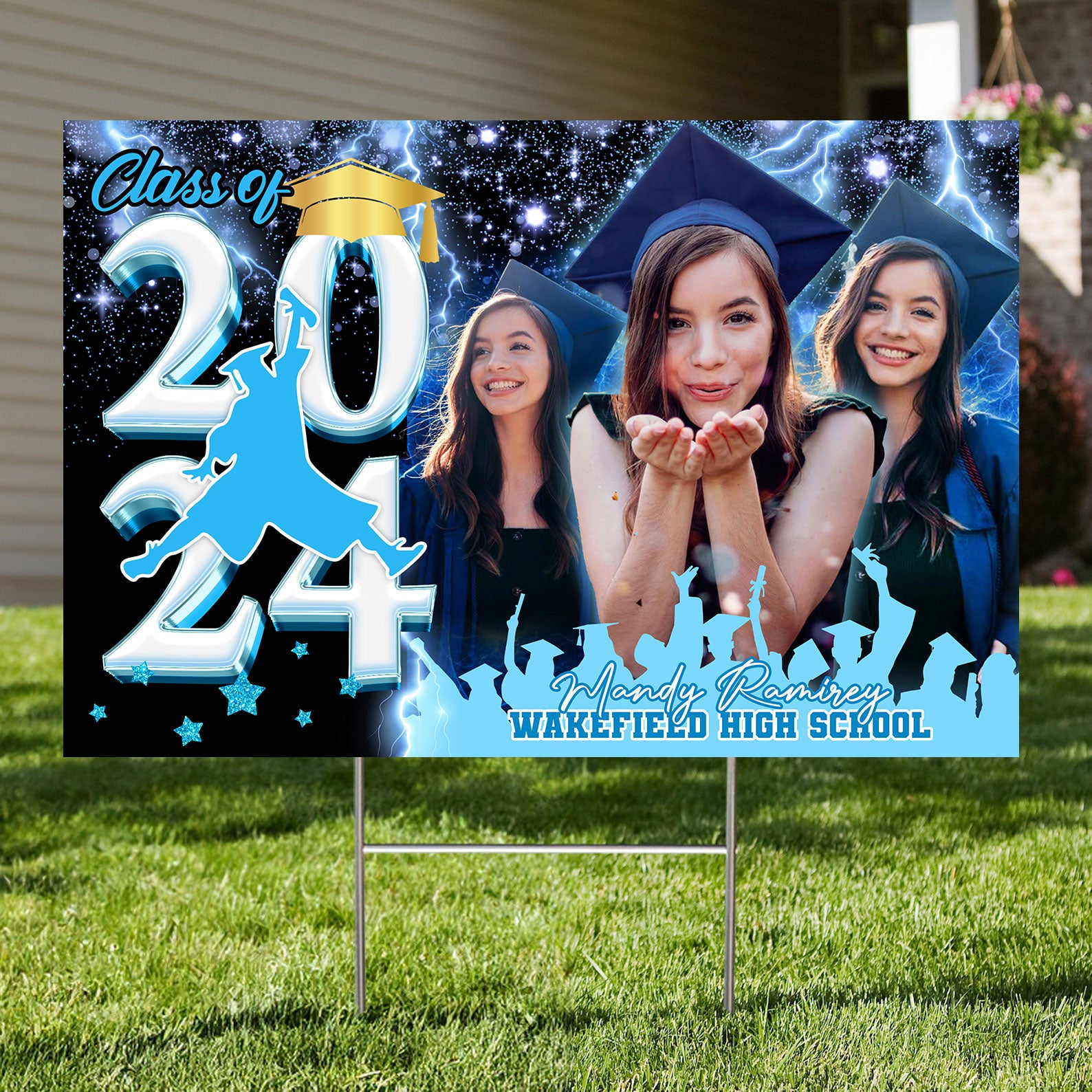 Yes I Did It Personalized Congrats Grad Graduation Lawn Sign With Stake, Graduation Yard Sign -Personalized Custom Lawn Sign