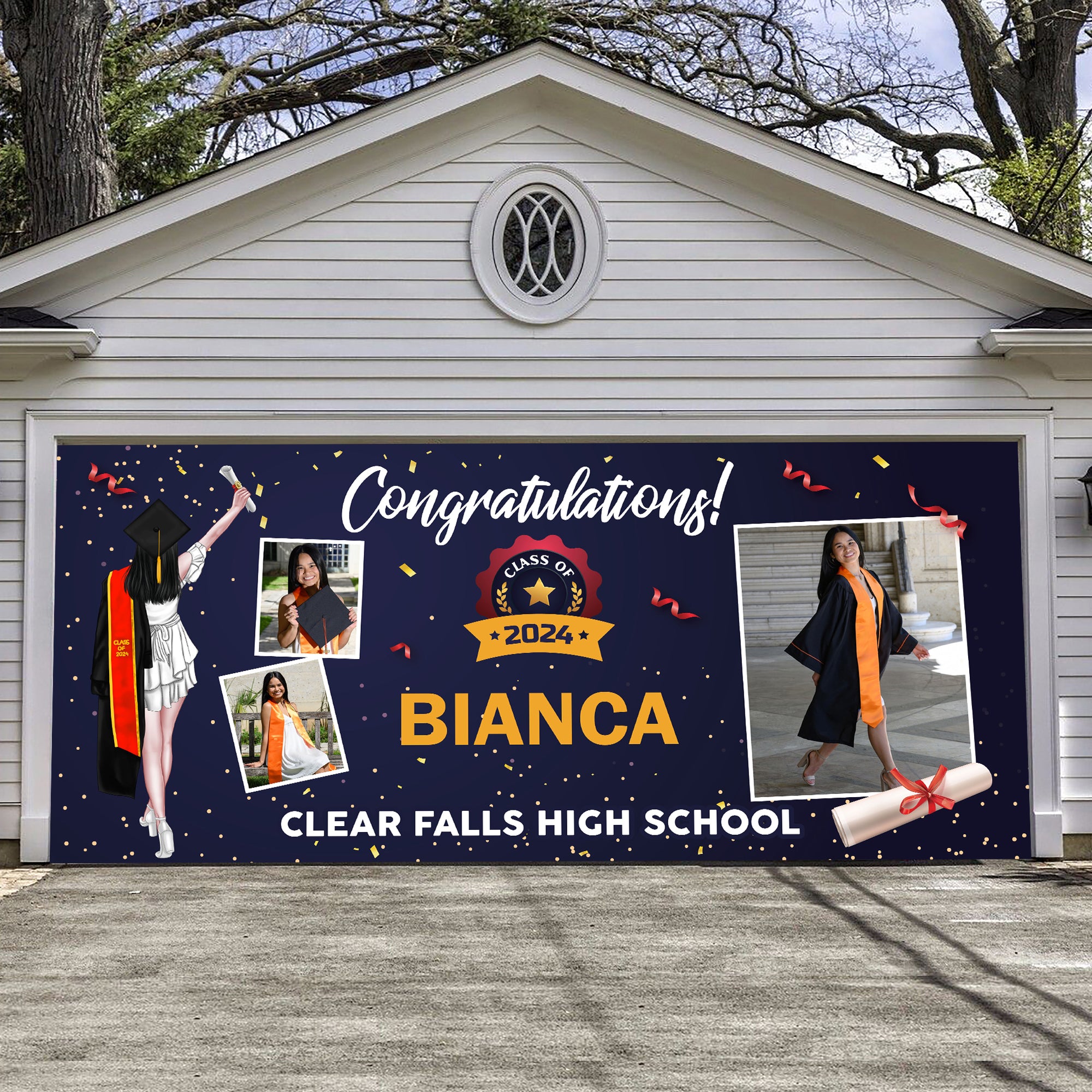 Congratulations Class 2024 - Graduation Garage Door Decorations, Single Garage, Garage Door Banner Covers - Garage Door Banner Decorations