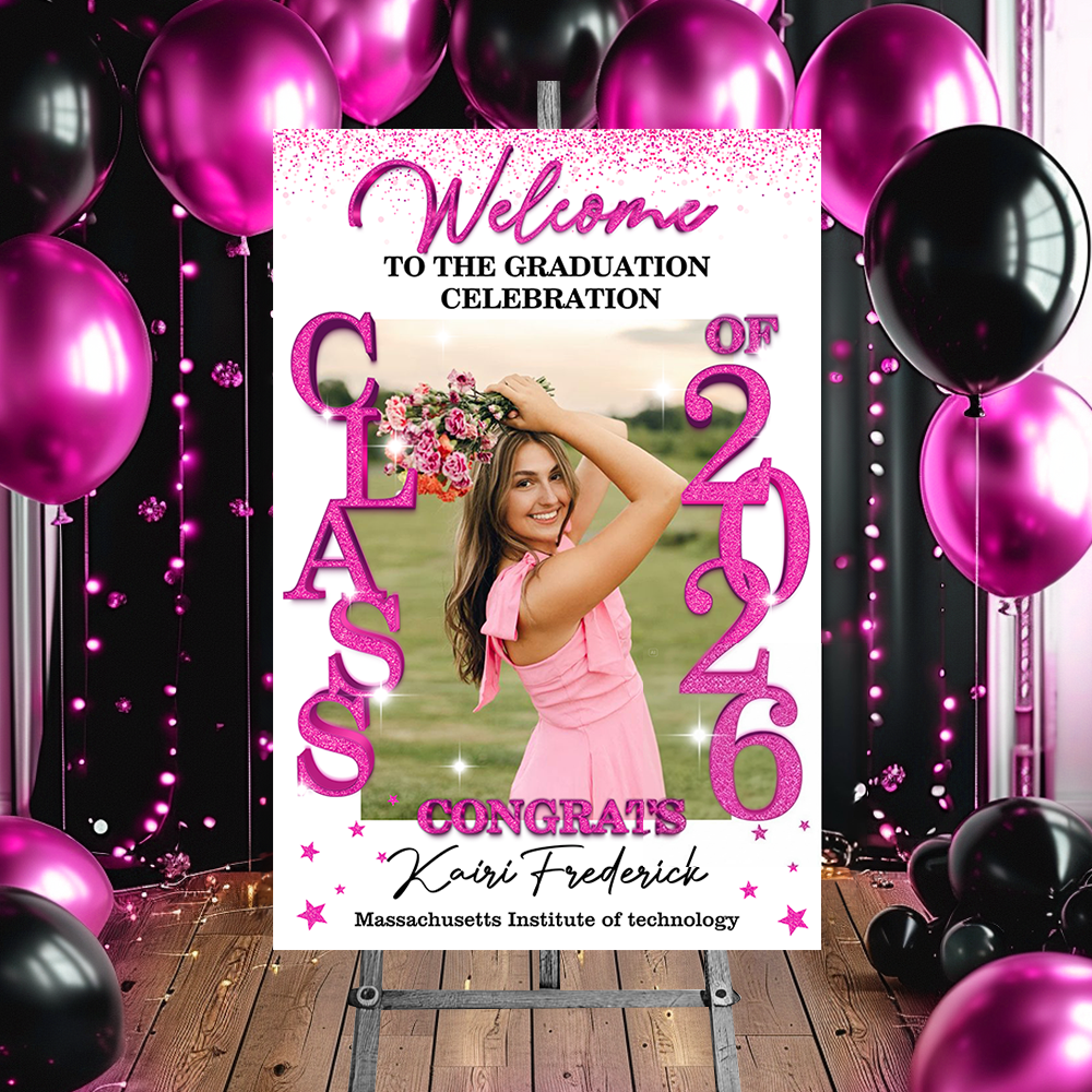 Class Of 2026 - Graduation Party Welcome Sign - Custom Photo Grad Party Sign - Personalized Graduation Decoration