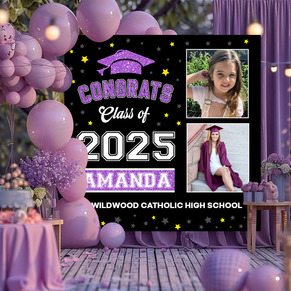 Congrats Class of 2025 Custom Graduation Party Backdrop - Personalized Custom Graduation Backdrop