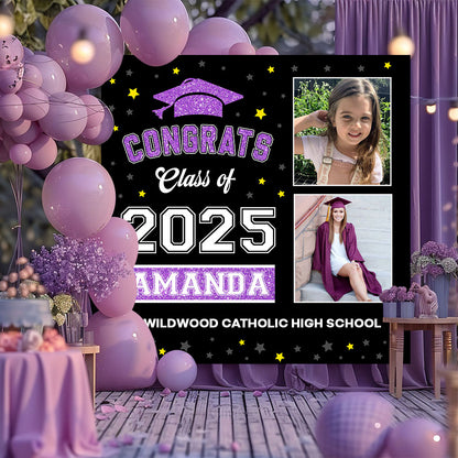 Congrats Class of 2025 Custom Graduation Party Backdrop - Personalized Custom Graduation Backdrop