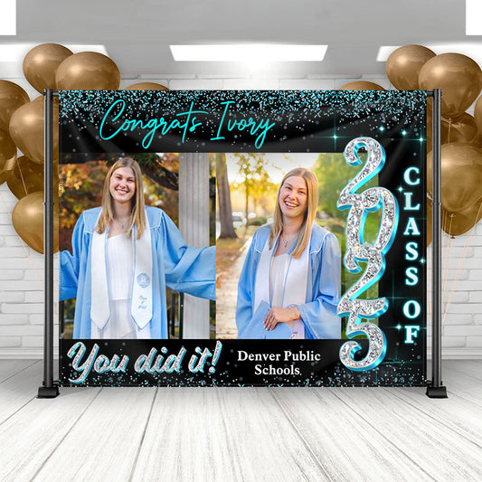 Custom Graduation Backdrop - Custom Class of 2025 Graduation Party Backdrop - Personalized Backdrop Graduation Party