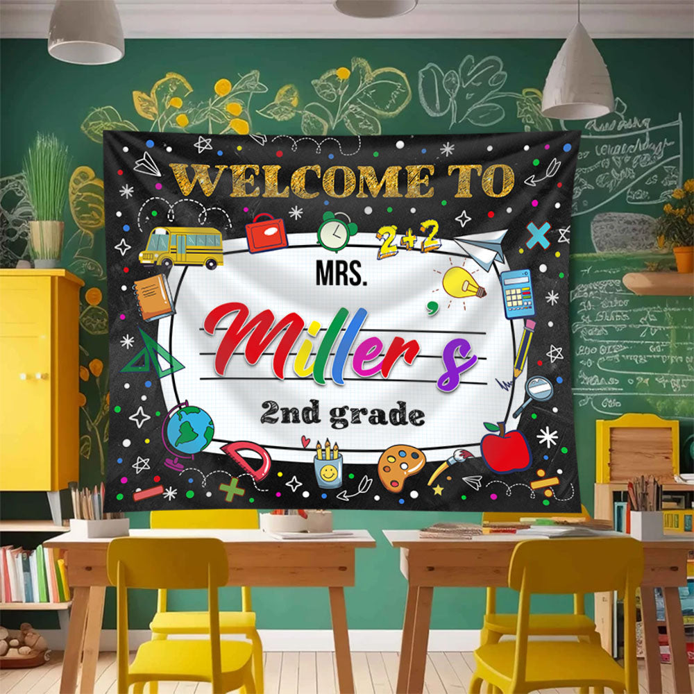 Custom Welcome Teacher Name Classroom Backdrop - Classroom Decor - Teacher Appreciation Gifts