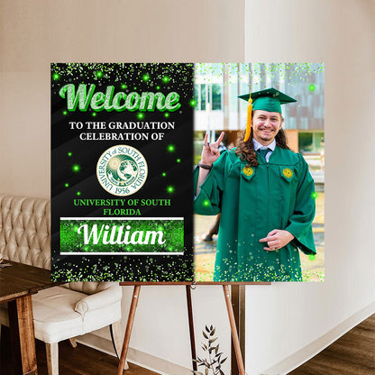 Logo School Congrats Graduation Class Of 2025 - Graduation Party Welcome Sign - Custom Photo Grad Party Sign - Canvas Personalized Graduation Decoration