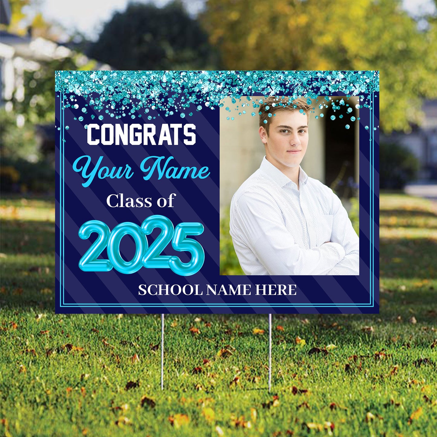 Class Of 2025 Bubble Lawn Sign, Graduation Gift - Personalized Graduation Lawn Sign With Stake