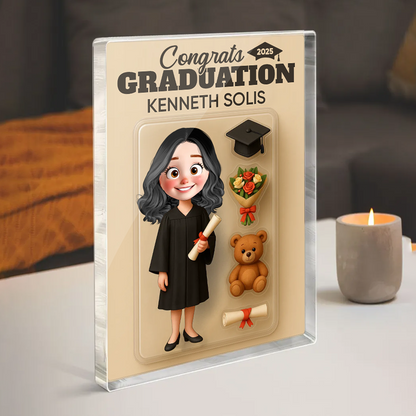 Congrats Graduation - Graduation Gift - Custom Figure Personalized Acrylic Block Plaque