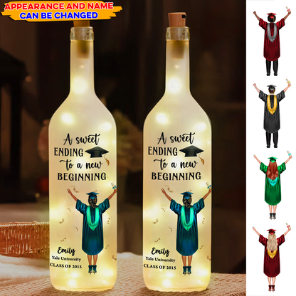 Congratulation Graduation A New Beginning - Personalized Bottle Lamp