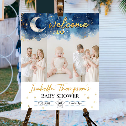 Over The Moon Baby Shower Welcome Sign - Personalized Baby Shower Sign - Little Star Baby Shower Welcome Sign - Baby Shower Decor