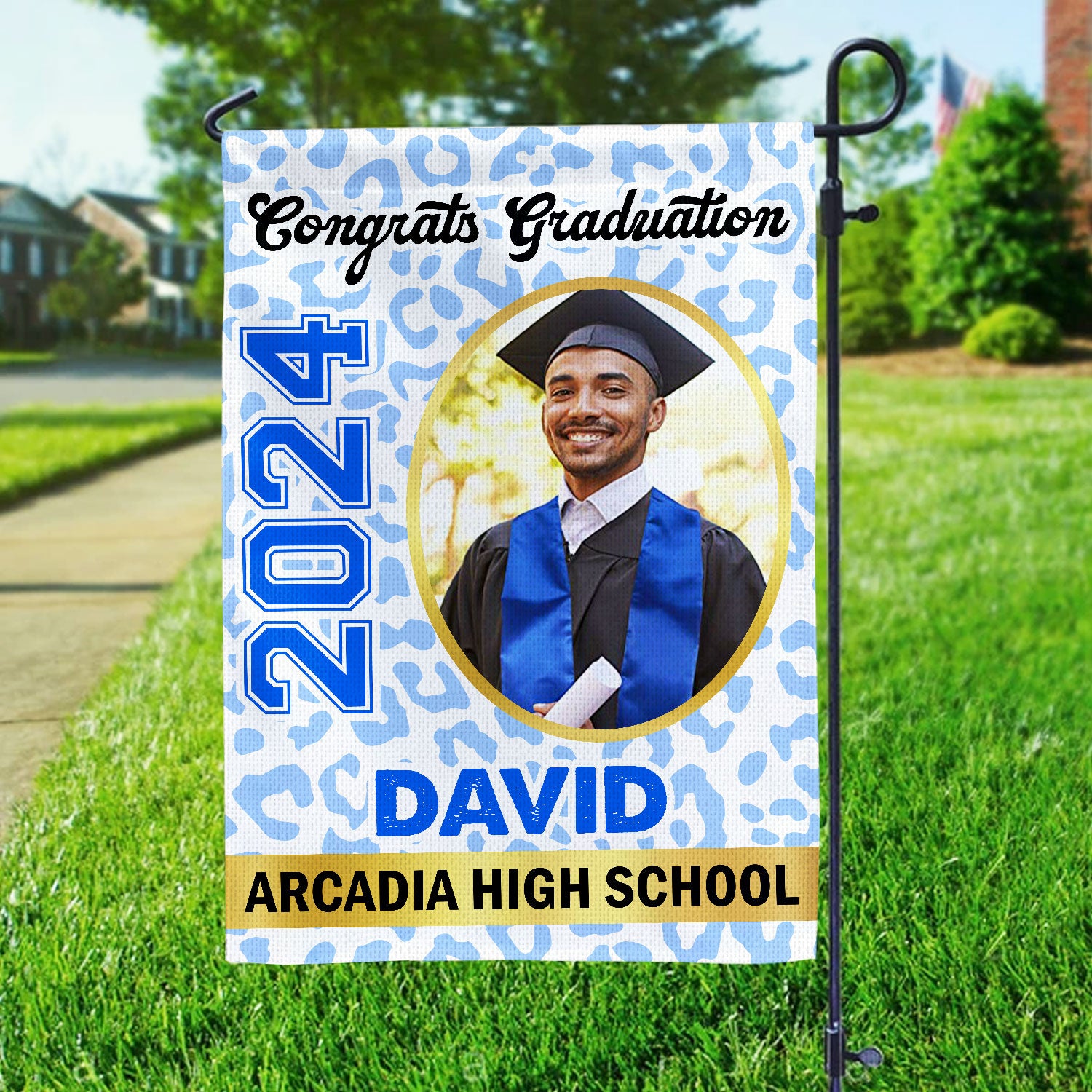 Leopard Custom Class Of 2024 Glitter Graduation Garden Flag, Perfect Gift for Graduates - Graduation Decoration