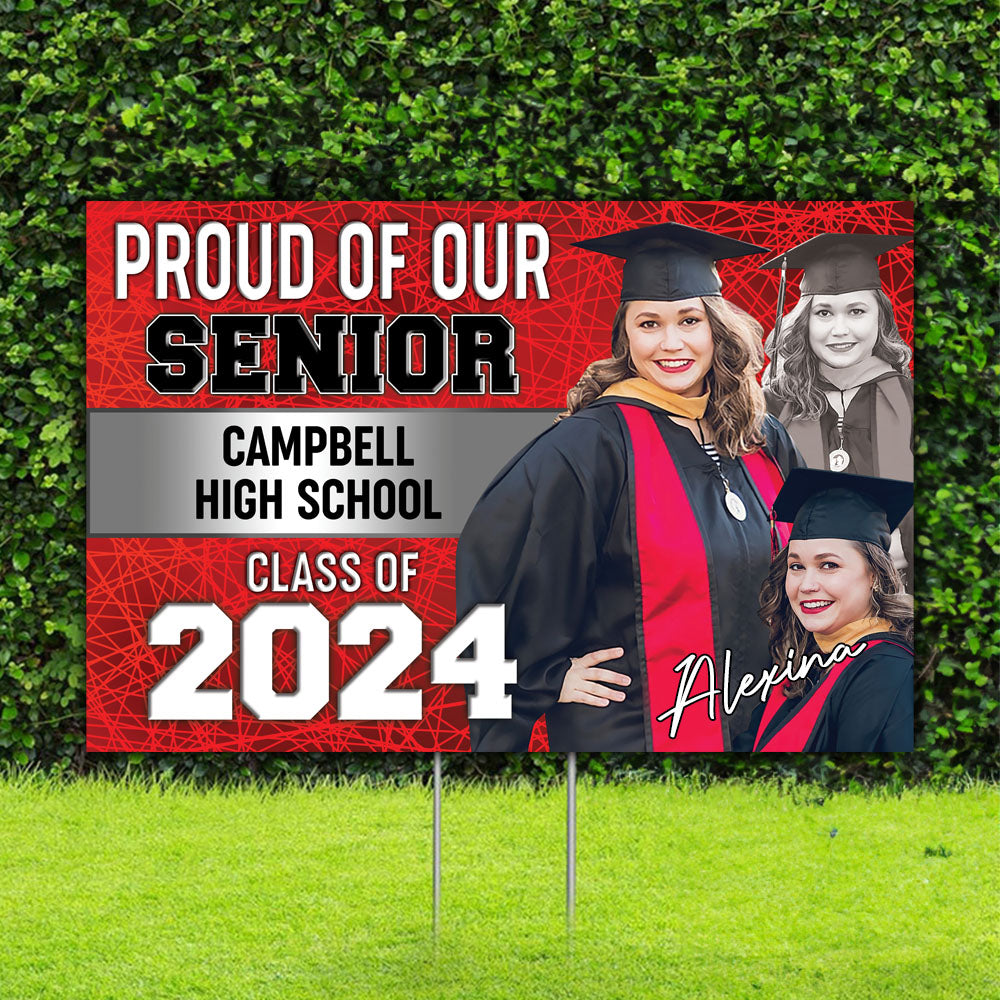 Proud Of Senior Personalized Congrats Grad Graduation Lawn Sign With Stake, Graduation Yard Sign -Personalized Custom Lawn Sign