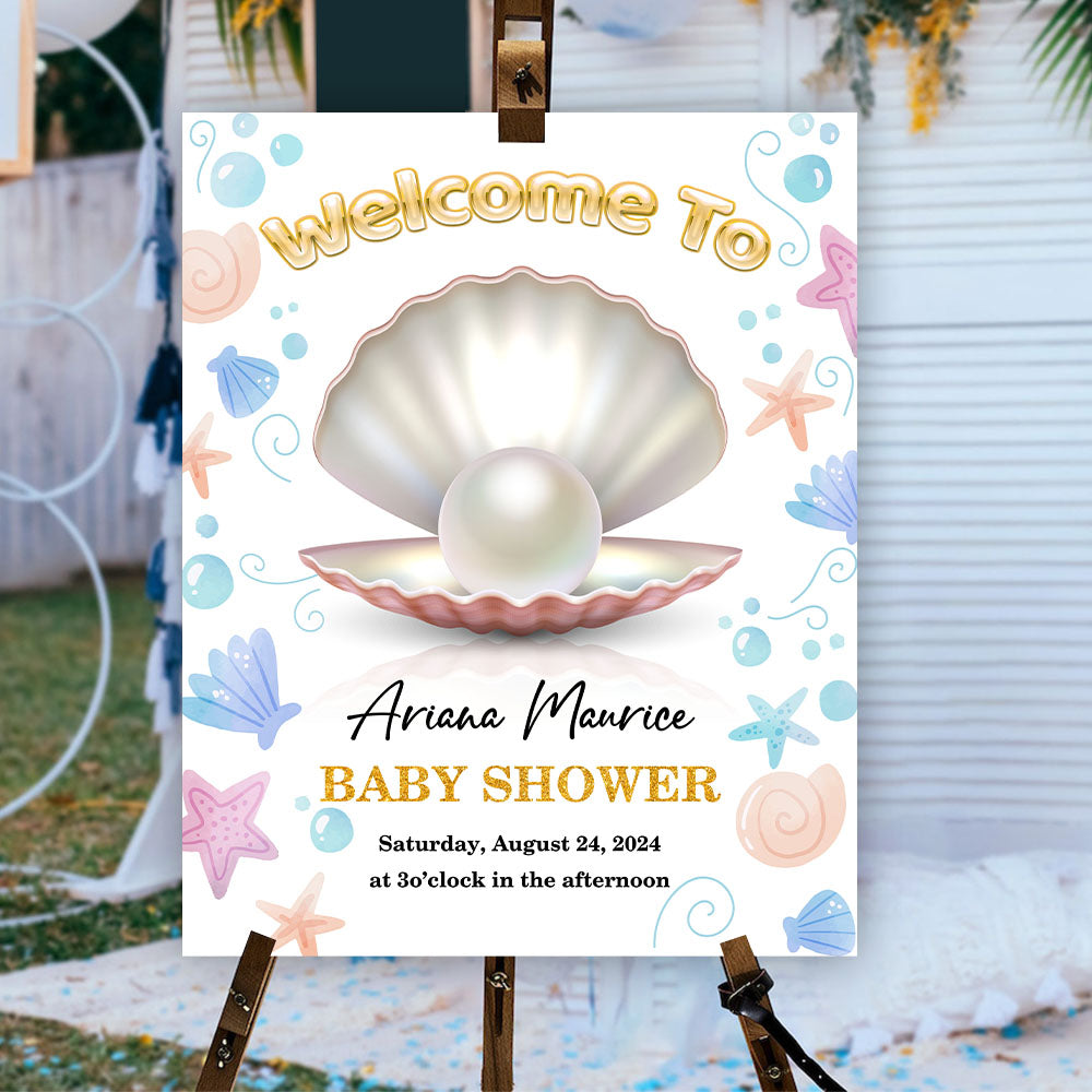 Little Pearl Babies Are Sweet Baby Shower Welcome Sign - Custom Little Pearl Baby Shower Welcome Sign - Baby Shower Decor