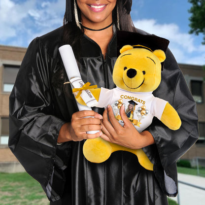 Class Of 2025 Congrats Graduate Yellow Bear With Cap - Teddy Bear With Personalized Shirt